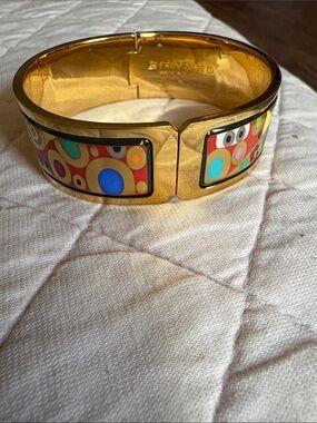 Frey Wille Gold Tone Multicolor Enamel Bangle Bracelet